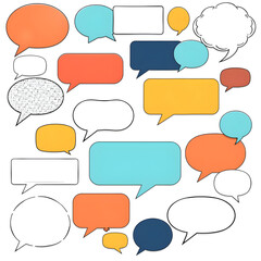 A set of diverse speech bubbles, unique shapes and sizes. , isolated