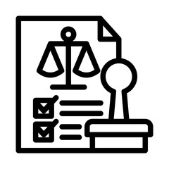 An icon of an official stamp, representing approval, certification, and validation. Suitable for legal, governmental, and business documentation. (Outline Style)