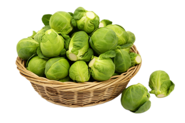 Fresh Green Brussel Sprouts in Basket food diet   
