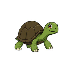 Friendly cartoon turtle with green shell and legs, ideal for wildlife, nature, or kids’ graphics