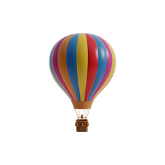 Naklejka premium Colorful striped hot air balloon with basket, a vibrant design for travel or festival clipart