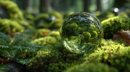 Sunlit forest path through mossy rocks