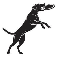 Dynamic Dog Silhouette Leaping for a Frisbee