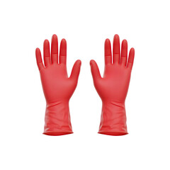 Fototapeta premium Pair of red rubber gloves with cartoon styling, great for cleaning-themed or household illustrations