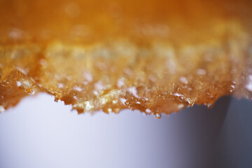Macro texture of frozen iced tea kept in freezer