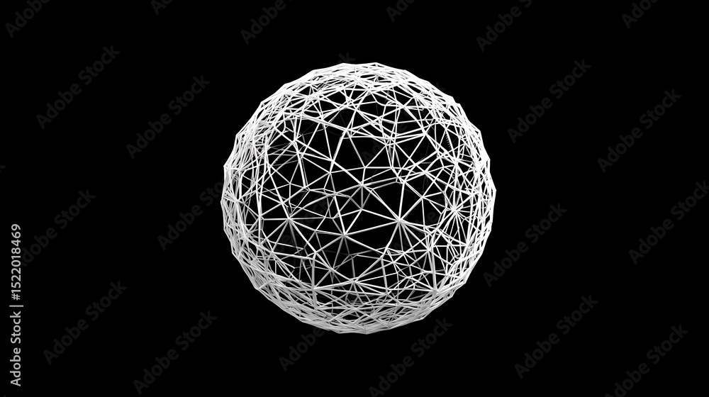 Poster abstract fragmented sphere on a dark background
