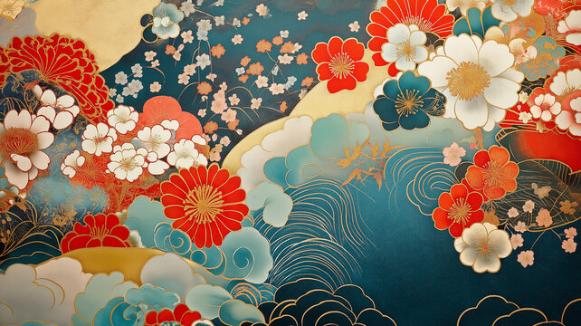 『花鳥風月』＊°* 水彩画　原画　和風画　A4サイズ　額縁なし 桜」透明水彩画 原画 風景画 額縁付 F4サイズ 絵画 Oni 通販