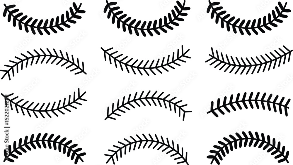 Poster set of hand drawn black and white vector branches for decorative design elements and pattern creatio