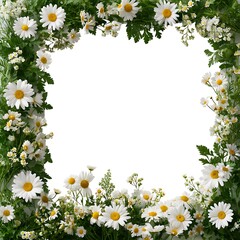 Fototapeta premium White daisies floral frame isolated on white background