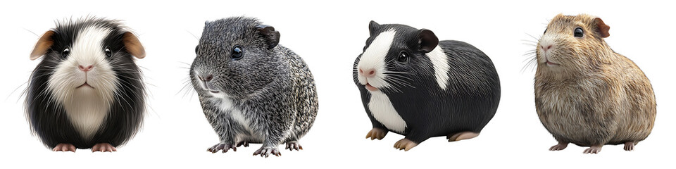 Set of a guinea pig, isolated on a transparent background.