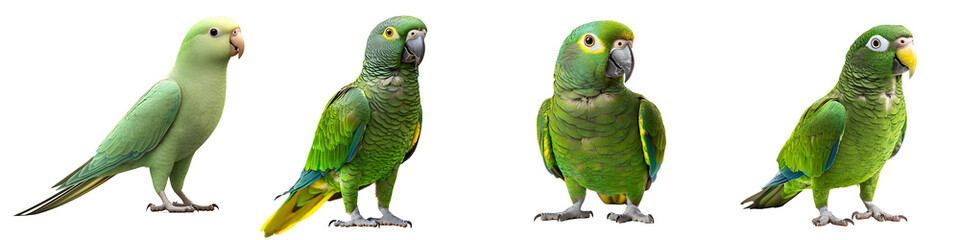 Set of a parrot, isolated on a transparent background.