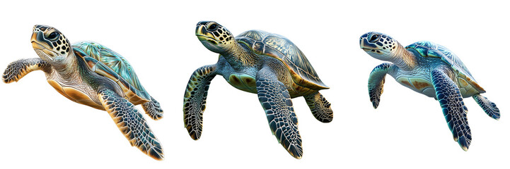 Set of a turtle, isolated on a transparent background.