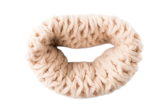 Cream Knitted Cozy Winter Neck Warmer wool yarn   