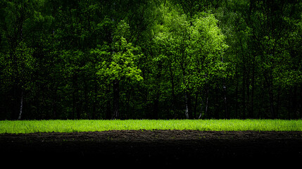 Obraz premium Dark Forest Floor With Lush Green Grass