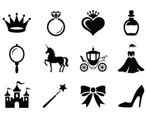 princess themed icon set vector illustration

