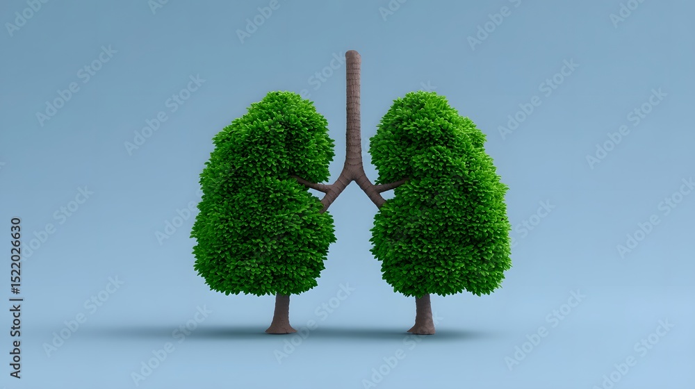 Poster tree-shaped lungs symbolize the connection between environment and health