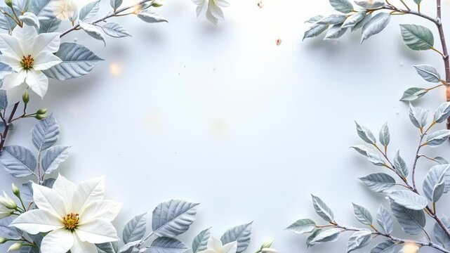 Winter Poinsettia Frame: Frosted Floral Border