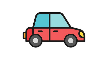 Fototapeta premium Cartoon Car Icon - Vector Illustration