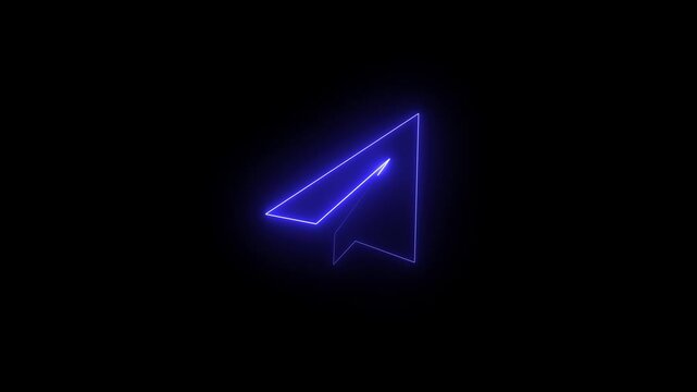 Glowing Neon Style Telegram Icon.Neon Line Art Telegram Logo Glowing on Dark Background