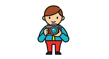 Obraz premium Photographer Cartoon Character with Camera