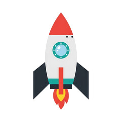 Obraz premium Cartoon Rocket Launching, Simple Vector Illustration