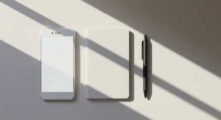 Sunlight on phone notepad pen