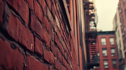 A close up image of a textured red brick wall