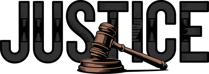 Justice system legal gavel law courtroom judge attorney rights fairness judgment court illustration graphic editable stock vector illustration