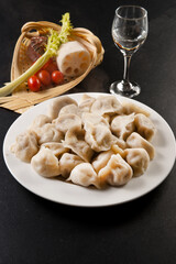 Freshly made pork and cabbage dumplings