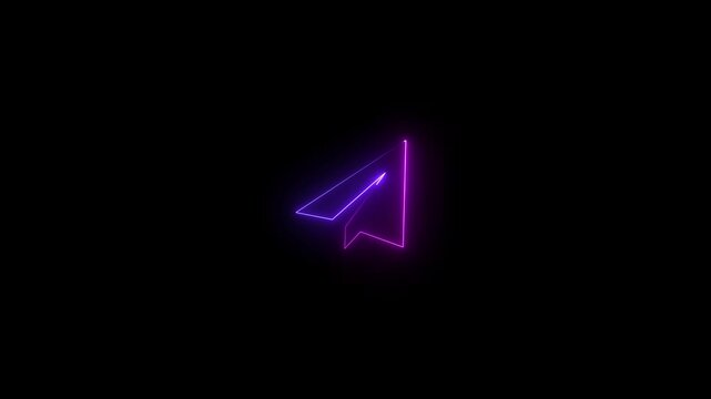 Glowing Neon Style Telegram Icon.Neon Line Art Telegram Logo Glowing on Dark Background