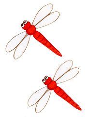 手描き水彩イラスト 赤とんぼ / Hand-drawn Watercolor Illustration Red Dragonfly © 由貴 辻