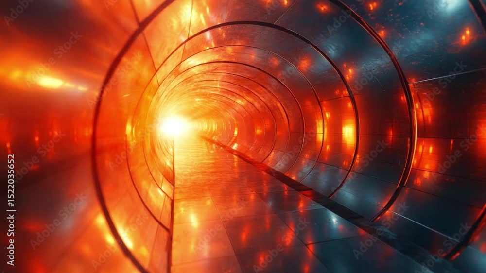 Poster tunnel of light: a striking image of a radiant tunnel, bathed in fiery orange hues, beckons with its