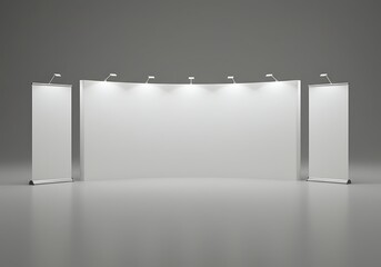 Illuminated Trade Show Backdrop with Retractable Banner Stands i