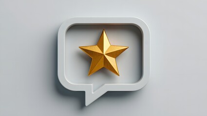 Obraz premium White Speech Bubble with Gold Star: Positive Feedback and Review Concept