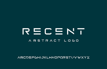 Modern MInimal Alphabet Tech font, typography font logos fashion vector illustration