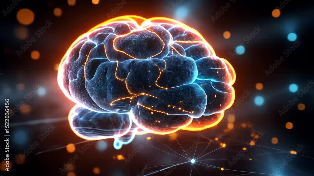 Aufkleber futuristic digital brain network visualization with neural connectivity insights