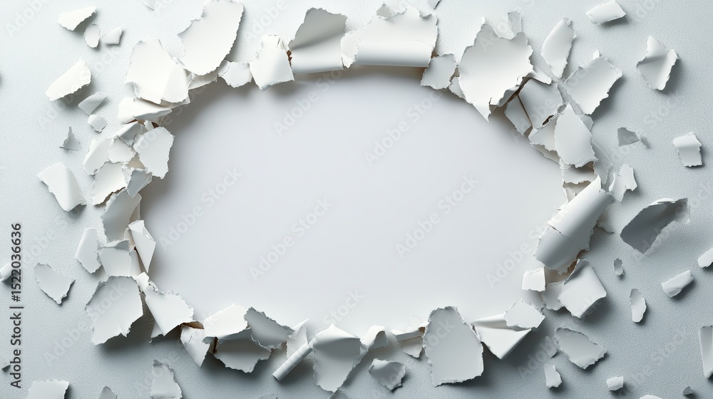 Poster creative blank background with torn paper edges in a circular shape for design and advertising use