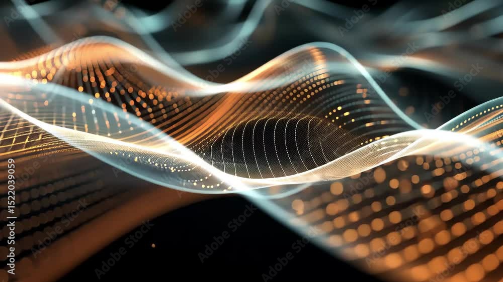 Aufkleber futuristic technology wallpaper featuring digital waves with glowing particles representing data flo