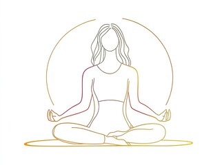 Flat style yoga woman illustration set: Multiple pastel poses with mat and leaf elements on white background. Minimalist doodle characters for fitness logos, health apps, digital content