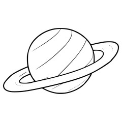 planet saturn illustration hand drawn outline vector