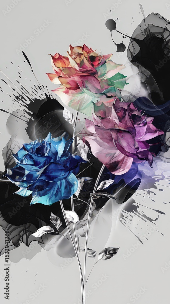 Poster vibrant floral art display abstract background digital artwork colorful environment close-up view mo