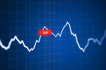 Buy signal on a fluctuating stock market graph