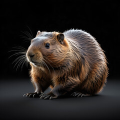 Obraz premium Beaver Studio Shot Isolated on Clear Black Background,