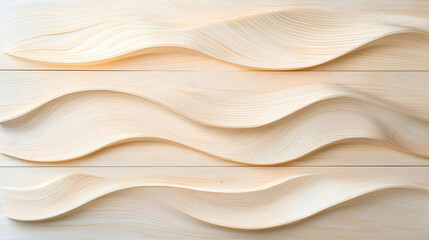 Obraz premium Beige Wood Paneling With Wave Design