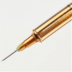 Luxury Cosmetic Filler Syringe Clipart &ndash; Gold, Glitter Injector Needle &ndash; Aesthetic Med Spa Illustration for Beauty Branding & Packaging