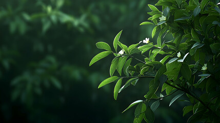 Obraz premium Closeup Of Lush Green Leaves In Forest