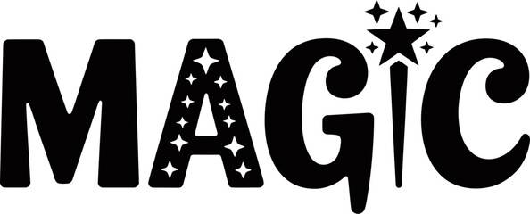 Magic word art design with stars illustration for posters and prints creative concept vector editable stock vector illustration