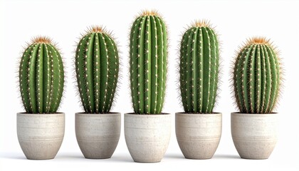 Cactus plant in a small pot isolated on white background