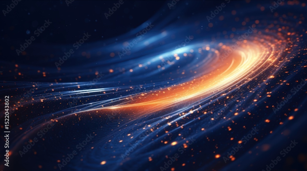Poster soft glowing energy particles twist and swirl forming mystical vortex patterns