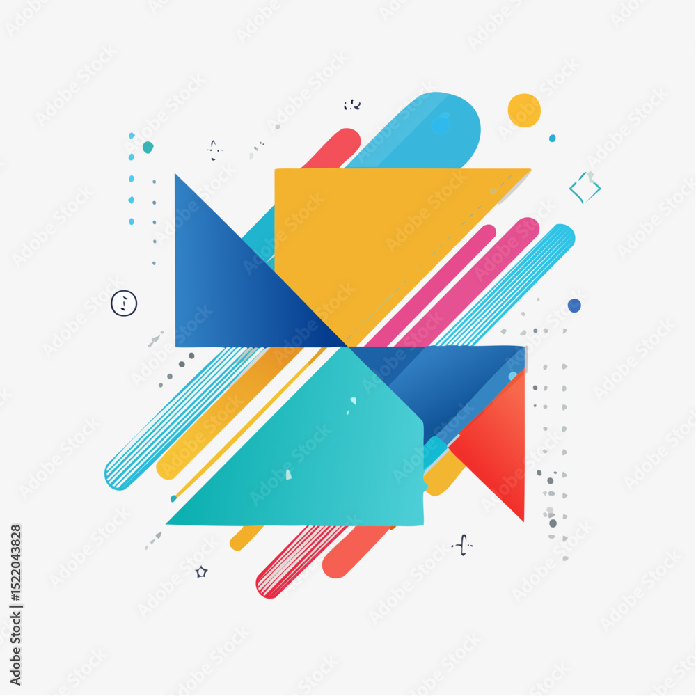 Poster colorful abstract geometric shapes and elements composition with gradient and rounded lines on a lig